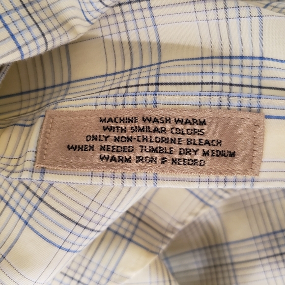 RoundTree & Yorke Large Tall Short Sleeve Yellow  Blue Plaid Button Down Shirt - Picture 13 of 13